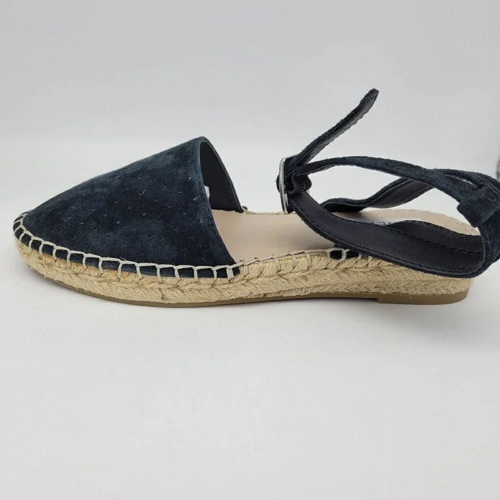Steve Madden Sandals Womens 6.5 M Lesko Strappy Espadrille Black Suede Flats